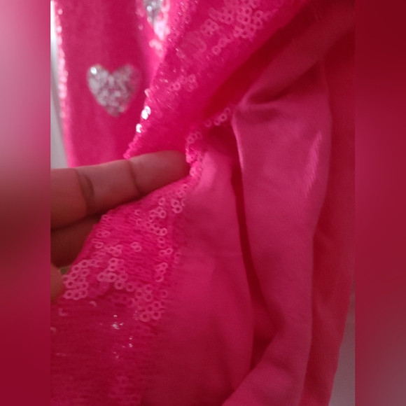 New Fantastic Fawn Pink Sequin Heart Mini Dress Size L - Picture 7 of 8